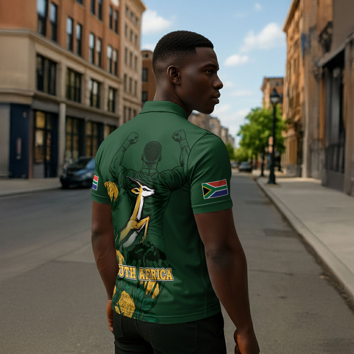 South Africa Rugby Pride Zipper Polo Shirt Springbok With King Protea