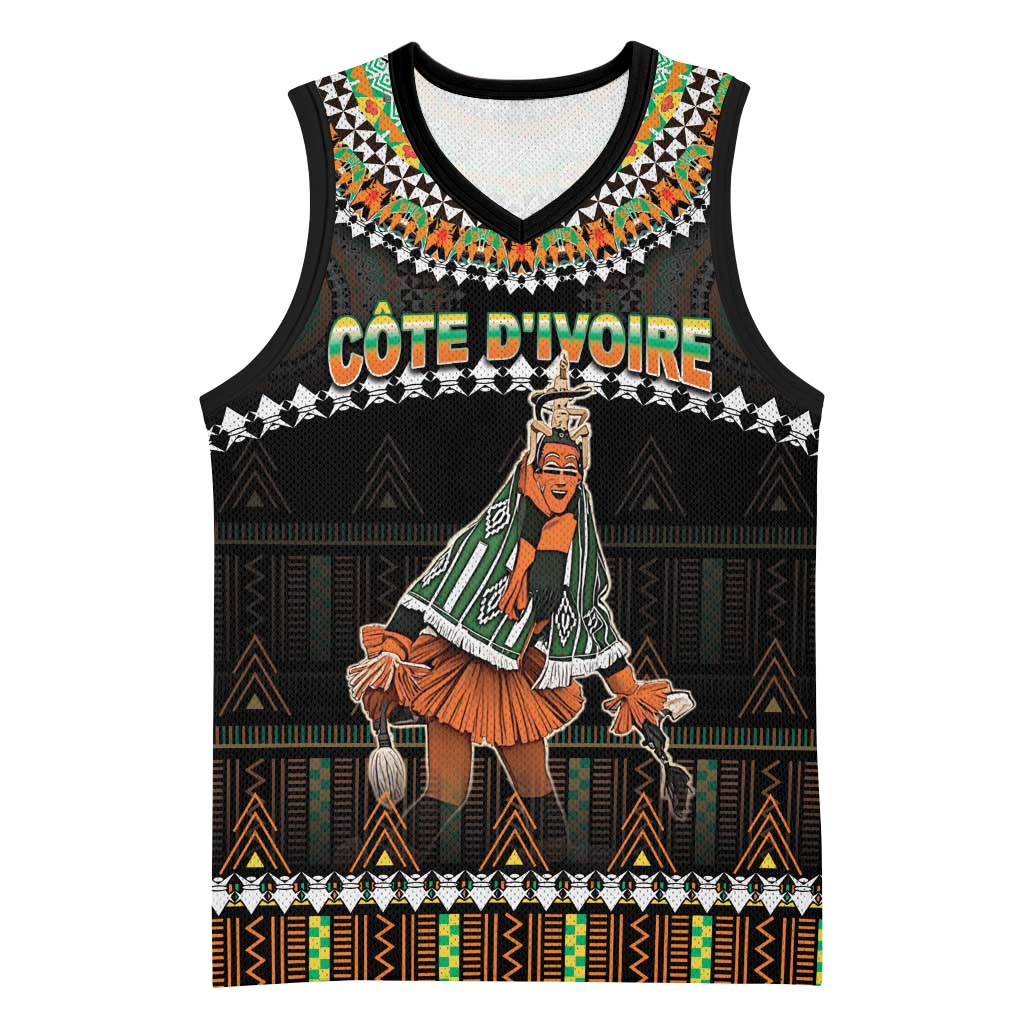 Ivory Coast Festival Of Masks Basketball Jersey Traditional Zaouli Dance LT05