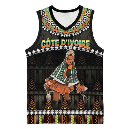 Ivory Coast Festival Of Masks Basketball Jersey Traditional Zaouli Dance LT05