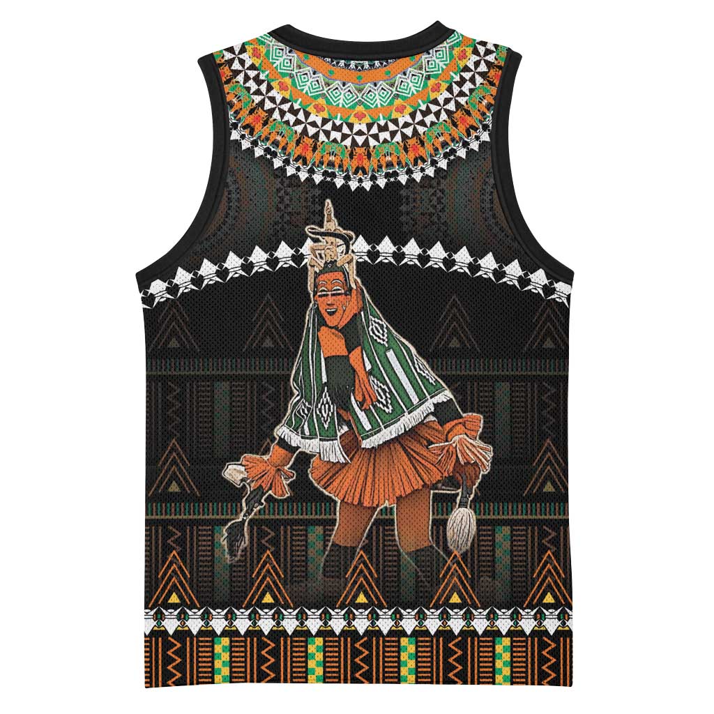 Ivory Coast Festival Of Masks Basketball Jersey Traditional Zaouli Dance LT05