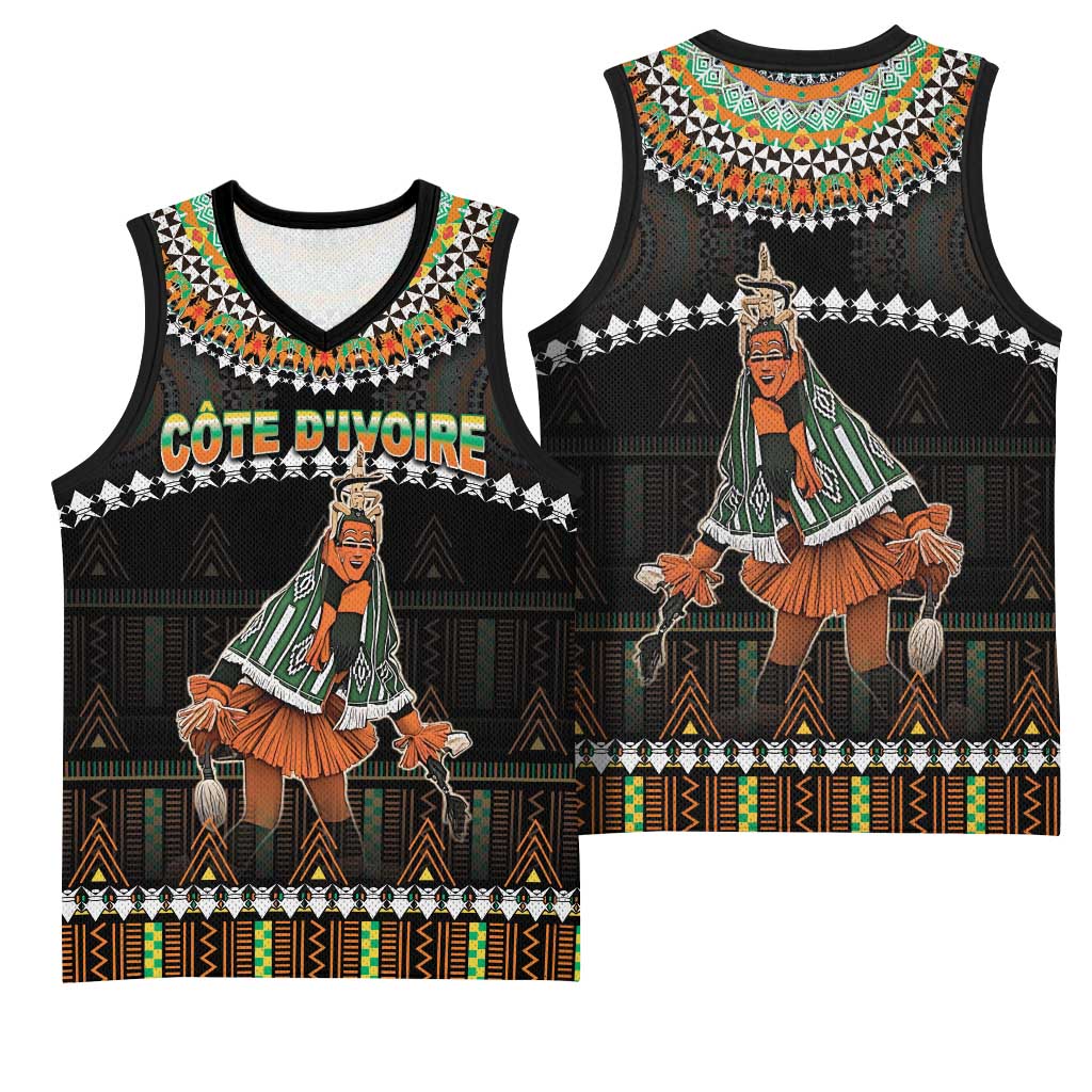 Ivory Coast Festival Of Masks Basketball Jersey Traditional Zaouli Dance LT05