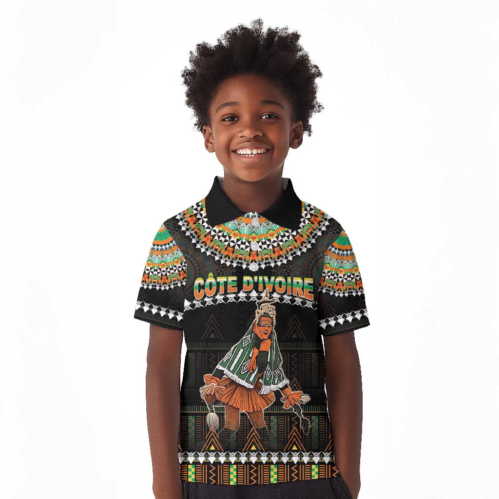 Ivory Coast Festival Of Masks Kid Polo Shirt Traditional Zaouli Dance