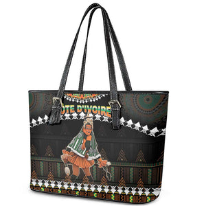 Ivory Coast Festival Of Masks Leather Tote Bag Traditional Zaouli Dance