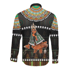 Ivory Coast Festival Of Masks Long Sleeve Button Shirt Traditional Zaouli Dance