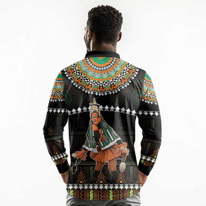 Ivory Coast Festival Of Masks Long Sleeve Polo Shirt Traditional Zaouli Dance