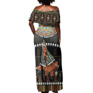 Ivory Coast Festival Of Masks Off Shoulder Maxi Dress Traditional Zaouli Dance