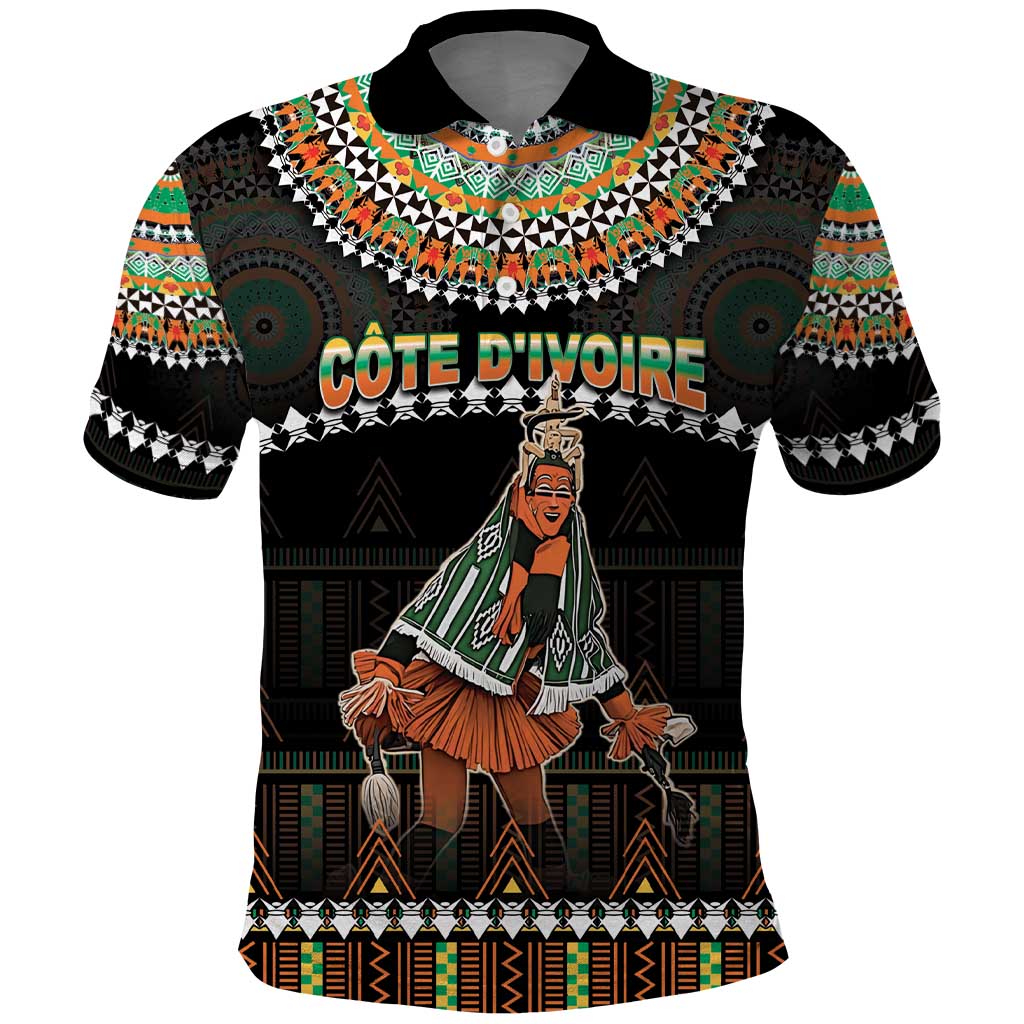 Ivory Coast Festival Of Masks Polo Shirt Traditional Zaouli Dance