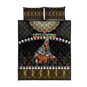 Ivory Coast Festival Of Masks Quilt Bed Set Traditional Zaouli Dance