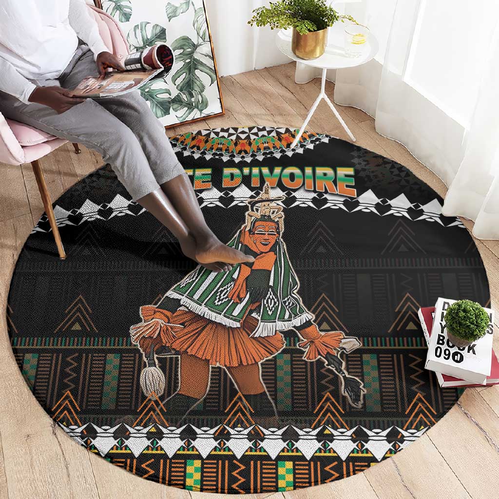 Ivory Coast Festival Of Masks Round Carpet Traditional Zaouli Dance