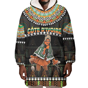 Ivory Coast Festival Of Masks Wearable Blanket Hoodie Traditional Zaouli Dance