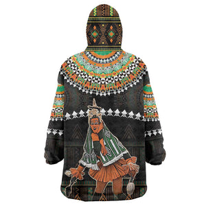 Ivory Coast Festival Of Masks Wearable Blanket Hoodie Traditional Zaouli Dance