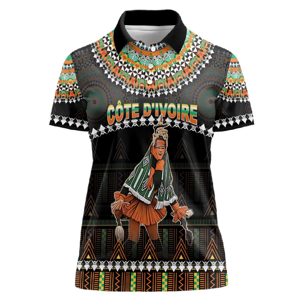 Ivory Coast Festival Of Masks Women Polo Shirt Traditional Zaouli Dance