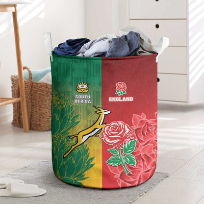 South Africa And England Rugby Laundry Basket Springboks And Red Rose Together - African Pride