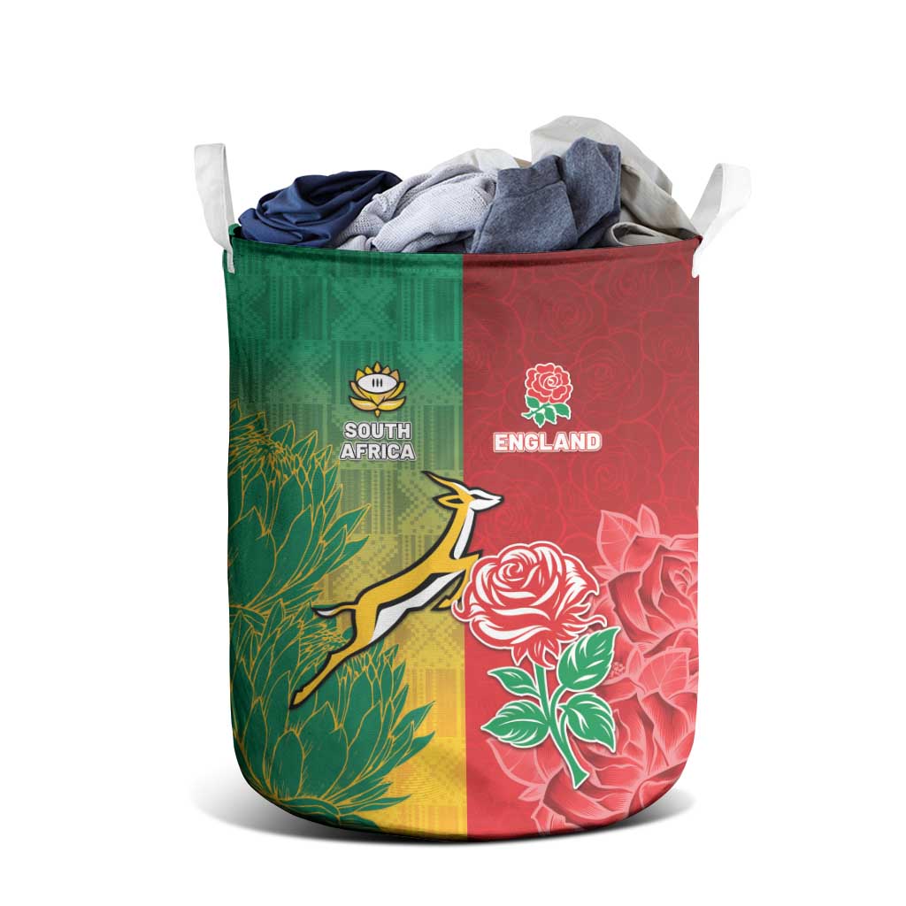 South Africa And England Rugby Laundry Basket Springboks And Red Rose Together - African Pride