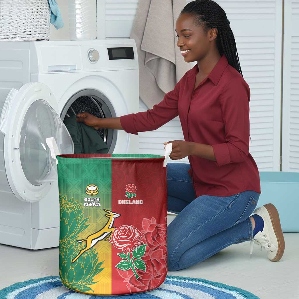 South Africa And England Rugby Laundry Basket Springboks And Red Rose Together - African Pride