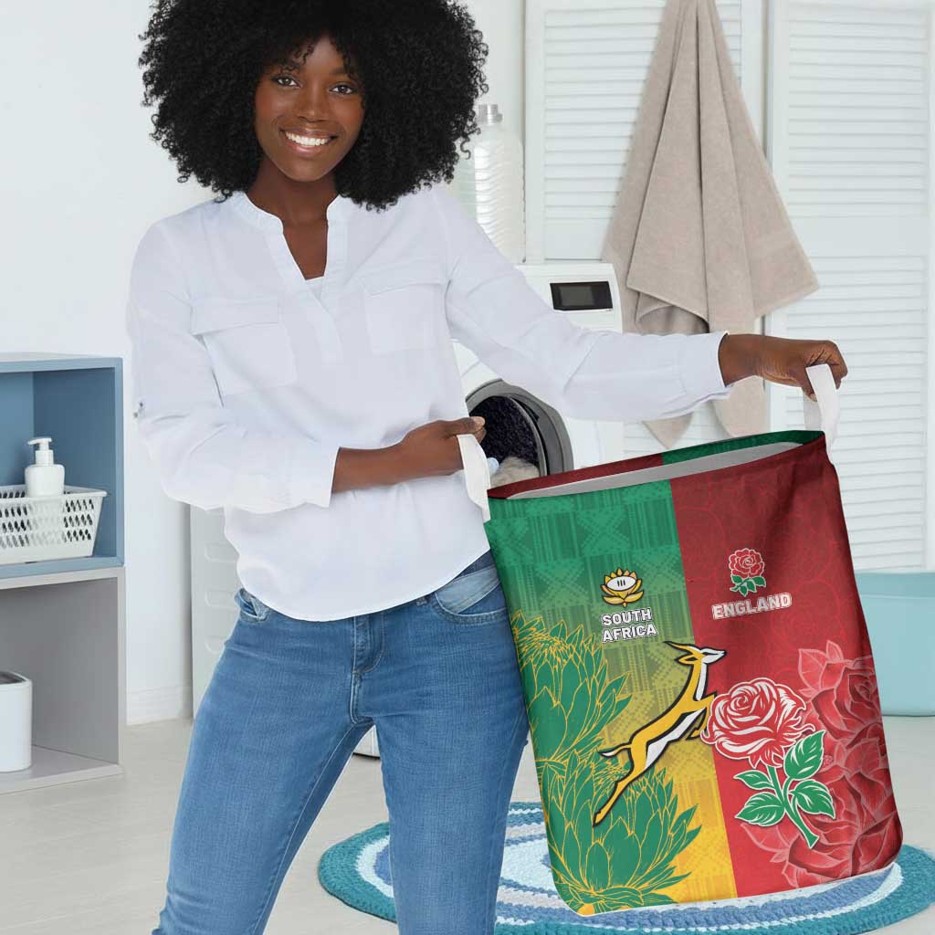 South Africa And England Rugby Laundry Basket Springboks And Red Rose Together - African Pride