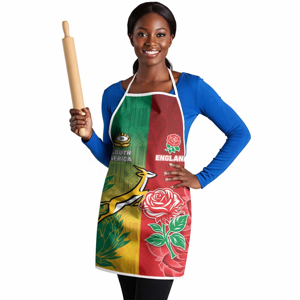 South Africa And England Rugby Apron Springboks And Red Rose Together - African Pride