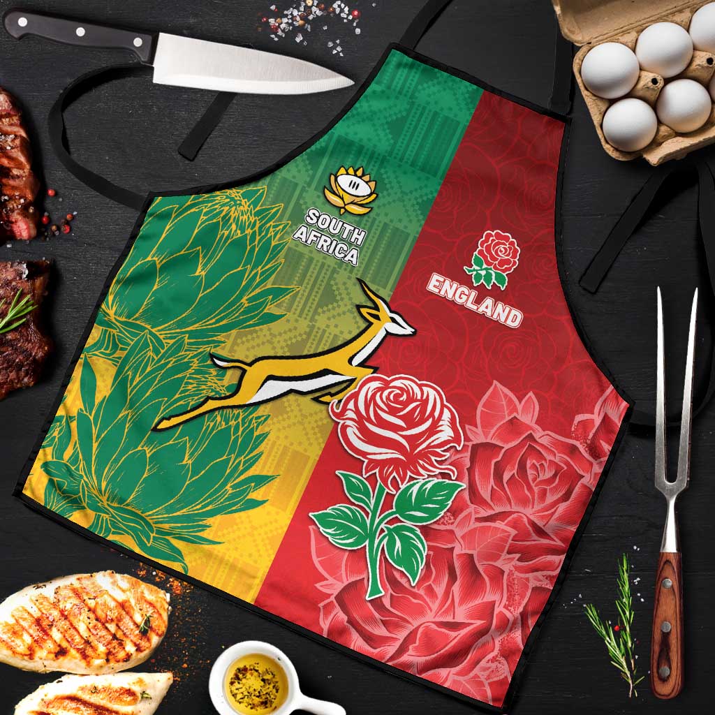 South Africa And England Rugby Apron Springboks And Red Rose Together - African Pride