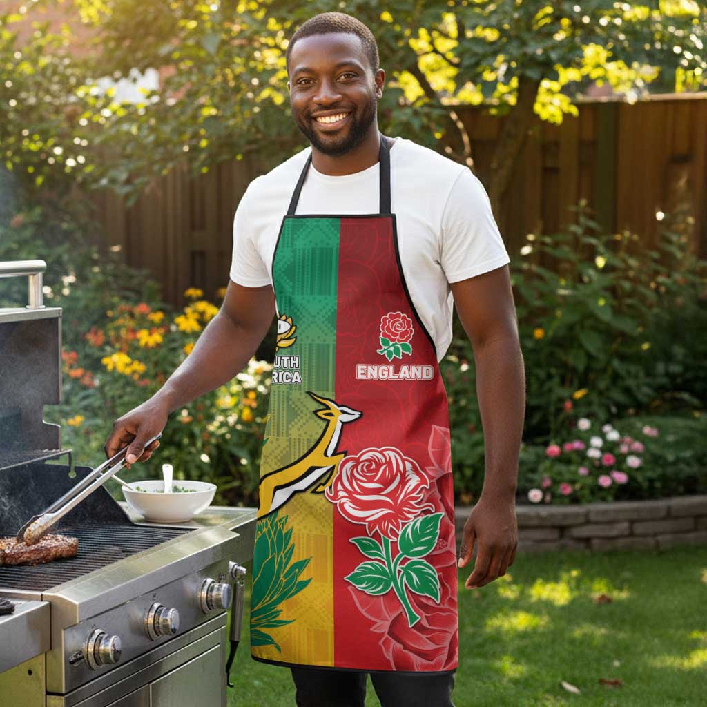 South Africa And England Rugby Apron Springboks And Red Rose Together - African Pride