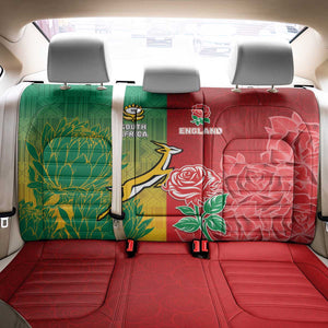 South Africa And England Rugby Back Car Seat Cover Springboks And Red Rose Together - African Pride