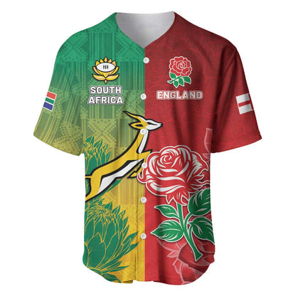 South Africa And England Rugby Custom Baseball Jersey Springboks And Red Rose Together - African Pride