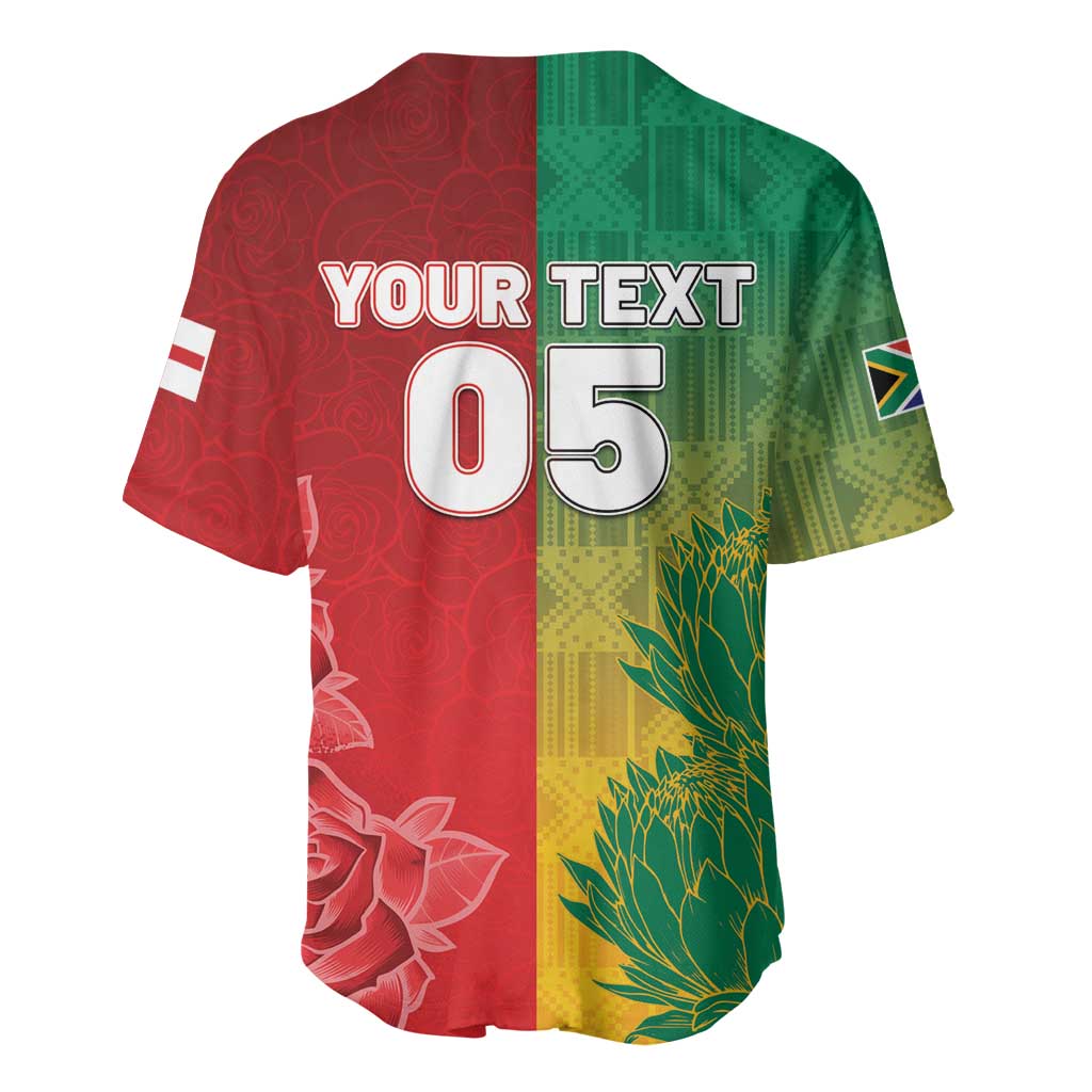 South Africa And England Rugby Custom Baseball Jersey Springboks And Red Rose Together - African Pride