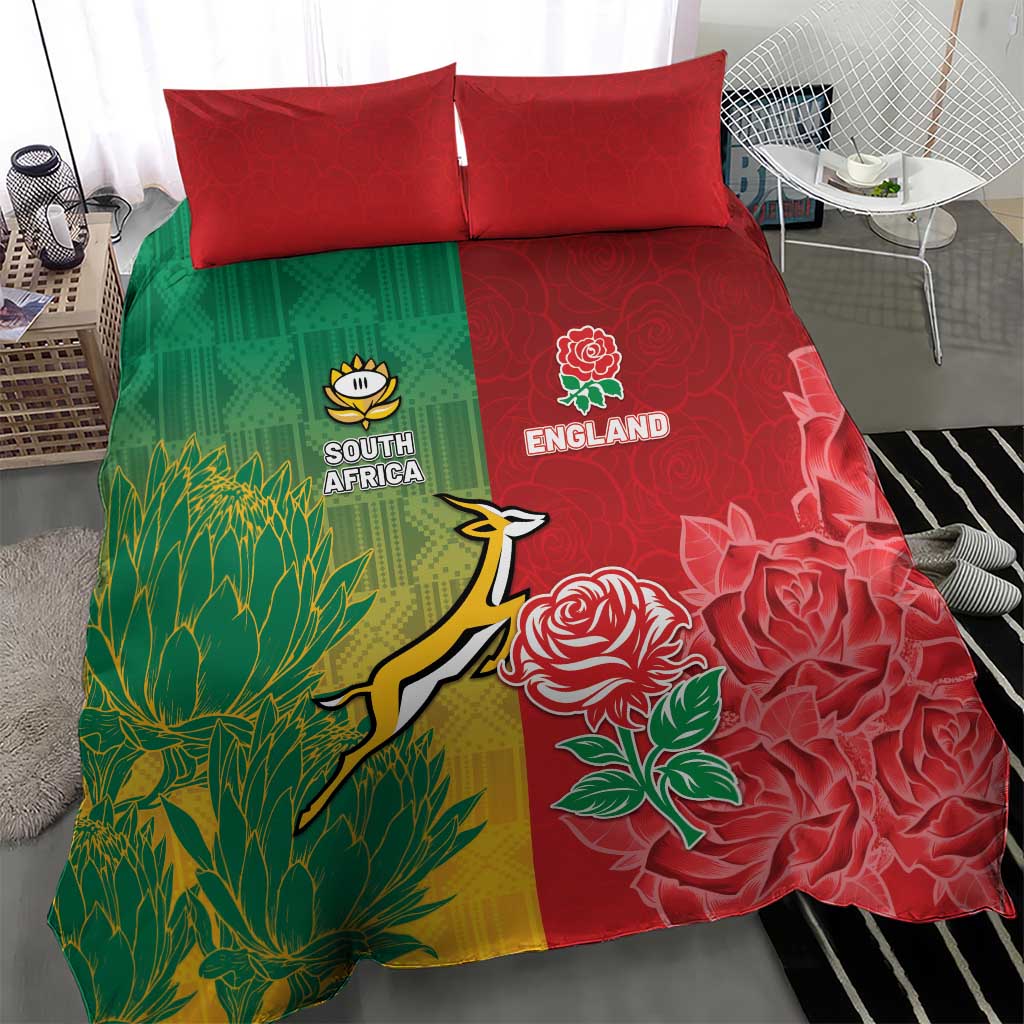 South Africa And England Rugby Bedding Set Springboks And Red Rose Together - African Pride