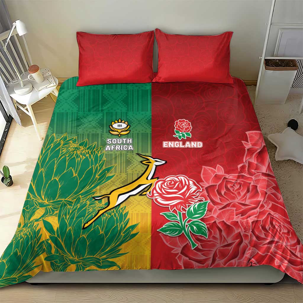 South Africa And England Rugby Bedding Set Springboks And Red Rose Together - African Pride