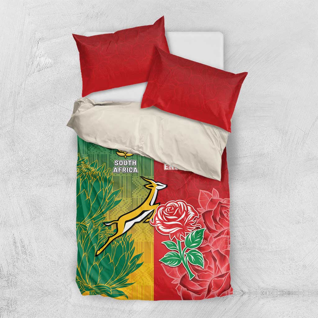 South Africa And England Rugby Bedding Set Springboks And Red Rose Together - African Pride