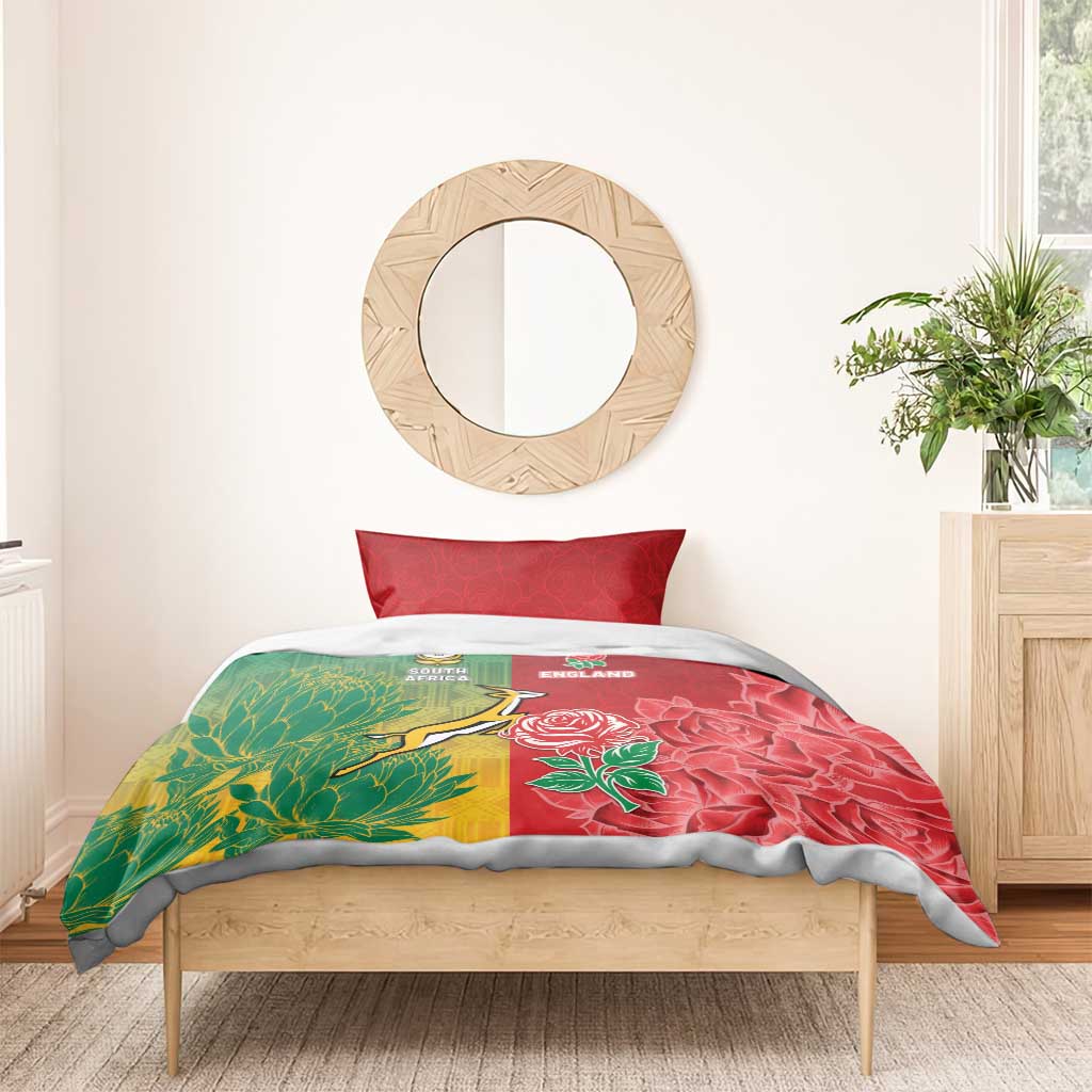 South Africa And England Rugby Bedding Set Springboks And Red Rose Together - African Pride