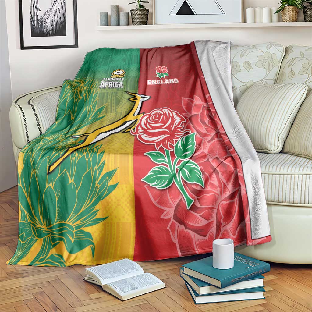 South Africa And England Rugby Blanket Springboks And Red Rose Together - African Pride