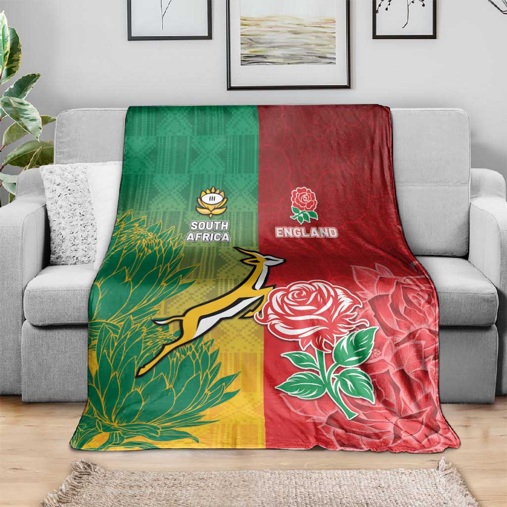 South Africa And England Rugby Blanket Springboks And Red Rose Together - African Pride