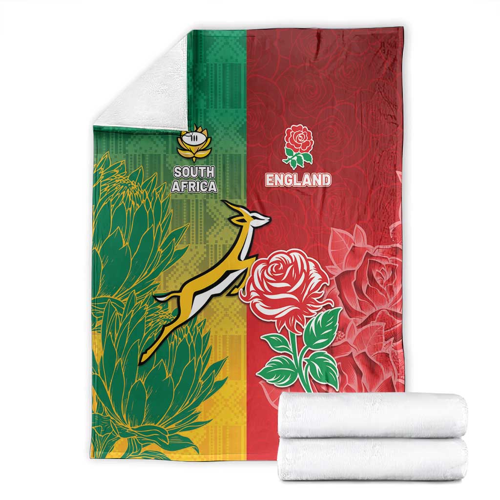 South Africa And England Rugby Blanket Springboks And Red Rose Together - African Pride
