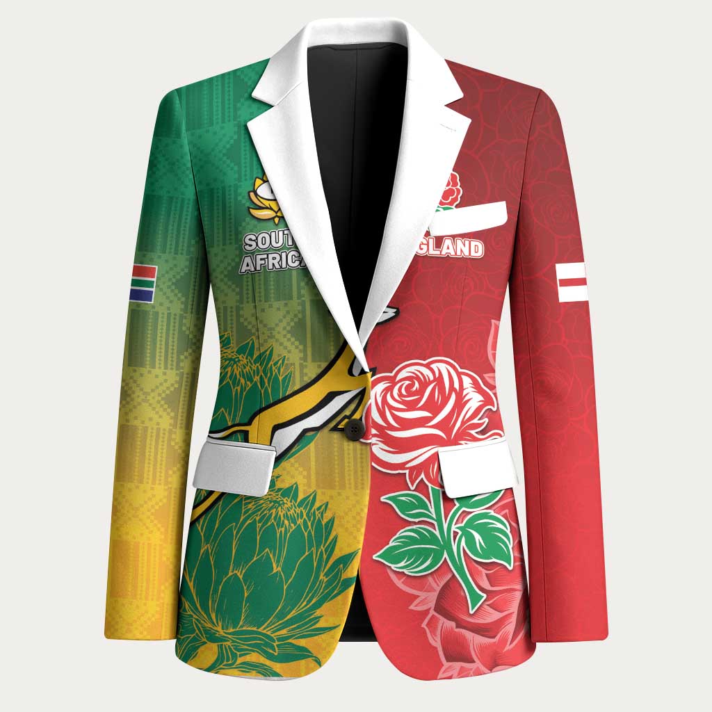 South Africa And England Rugby Custom Blazer Springboks And Red Rose Together - African Pride