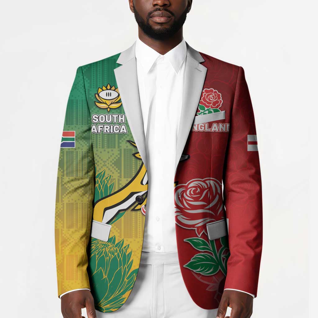 South Africa And England Rugby Custom Blazer Springboks And Red Rose Together - African Pride