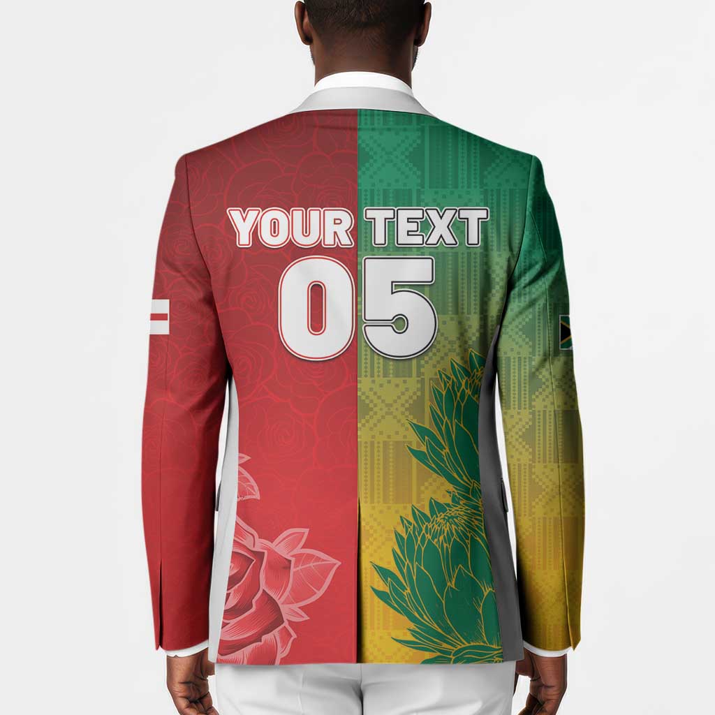 South Africa And England Rugby Custom Blazer Springboks And Red Rose Together - African Pride
