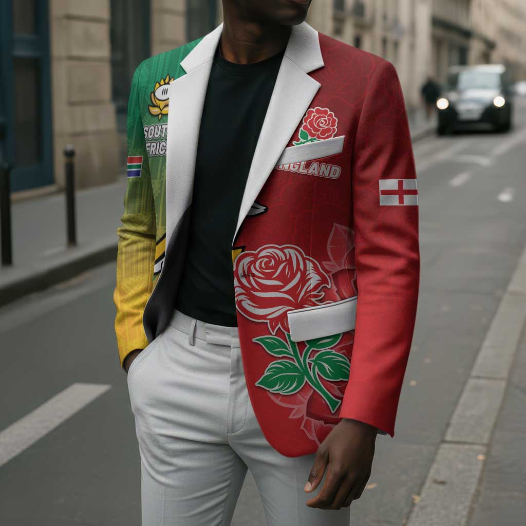 South Africa And England Rugby Custom Blazer Springboks And Red Rose Together - African Pride