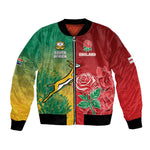 South Africa And England Rugby Custom Bomber Jacket Springboks And Red Rose Together - African Pride