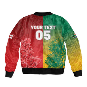 South Africa And England Rugby Custom Bomber Jacket Springboks And Red Rose Together - African Pride