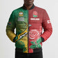 South Africa And England Rugby Custom Bomber Puffer Jacket Springboks And Red Rose Together - African Pride