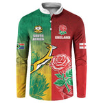 South Africa And England Rugby Custom Button Sweatshirt Springboks And Red Rose Together