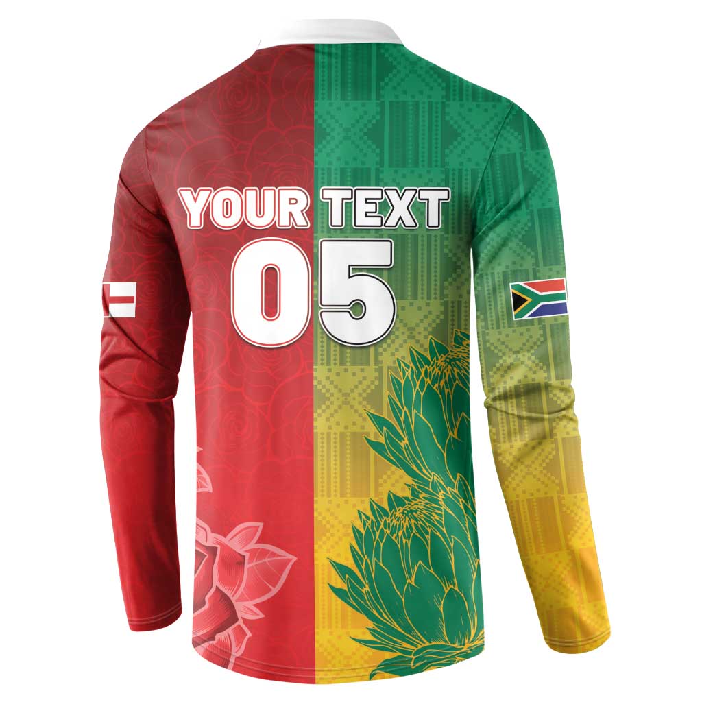 South Africa And England Rugby Custom Button Sweatshirt Springboks And Red Rose Together