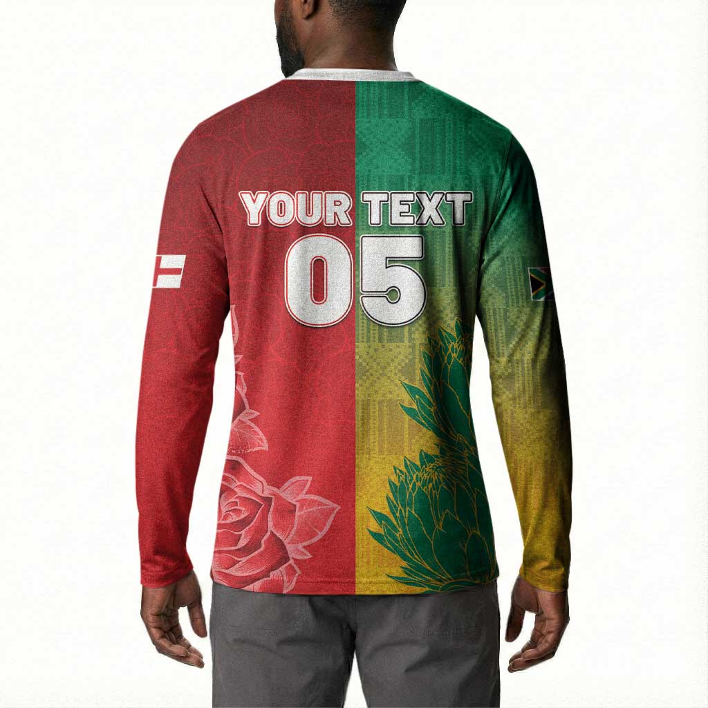 South Africa And England Rugby Custom Button Sweatshirt Springboks And Red Rose Together