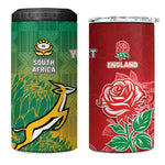 South Africa And England Rugby Custom 4 in 1 Can Cooler Tumbler Springboks And Red Rose Together - African Pride
