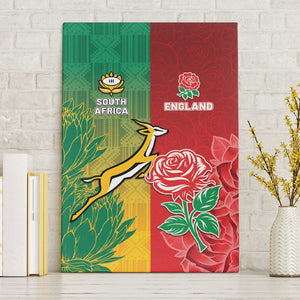 South Africa And England Rugby Canvas Wall Art Springboks And Red Rose Together - African Pride