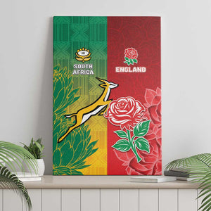 South Africa And England Rugby Canvas Wall Art Springboks And Red Rose Together - African Pride