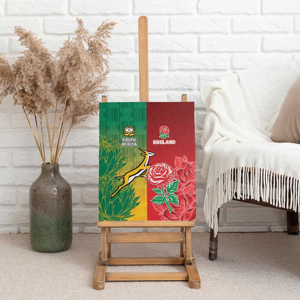South Africa And England Rugby Canvas Wall Art Springboks And Red Rose Together - African Pride