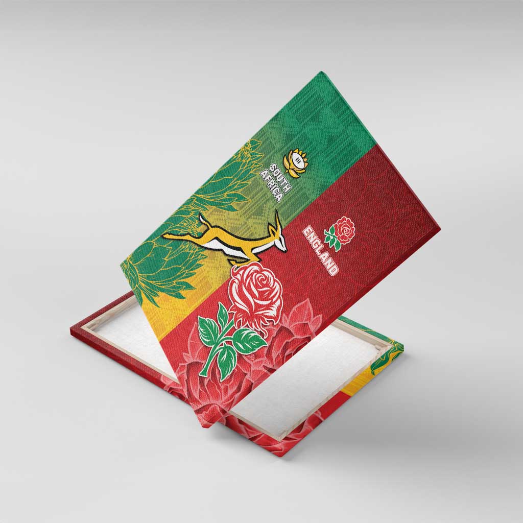 South Africa And England Rugby Canvas Wall Art Springboks And Red Rose Together - African Pride
