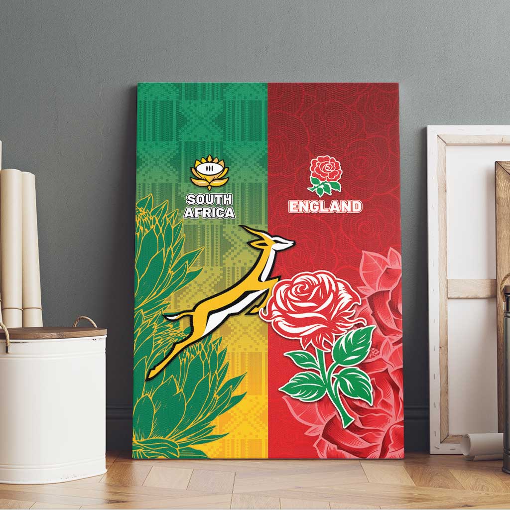South Africa And England Rugby Canvas Wall Art Springboks And Red Rose Together - African Pride