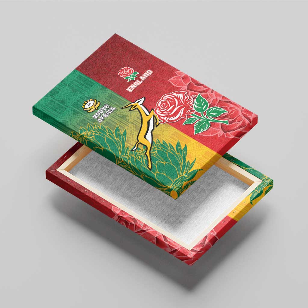 South Africa And England Rugby Canvas Wall Art Springboks And Red Rose Together - African Pride